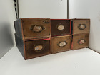 6 Vintage Retro Drewniane małe szuflady Przechowywanie Archiwum Pudełko Organizer Shabby Chic