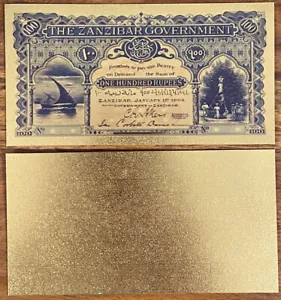 2022 1908 Zanzibar 100 Rupees Gold Foil Souvenir Anniversary - Zdjęcie 1 z 1