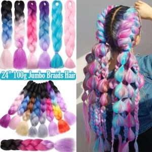 New Braid Twist Hair Expression 24" Highlight For Cosplay Ombre Pink Blue Purple - Picture 1 of 66