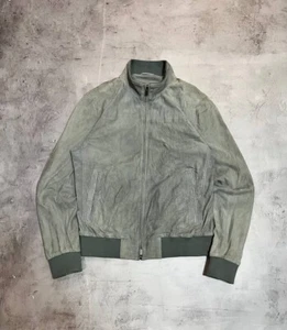 Gimo’s Perforation Jacket Leather Luxury Bomber Jacket Gray Size M - Picture 1 of 17