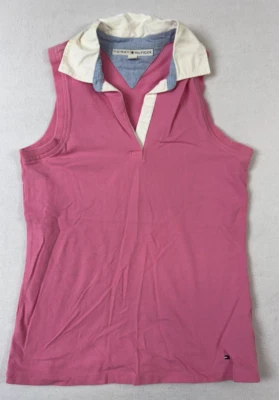 Tommy Hilfiger Y2K 大号 S 复古色块 Preppy Tenniscore Polo 背心领 — 第 1/4 张图片