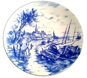 Vintage Villeroy & Boch Blue Landscape Scenery Large Ceramic Hanging Plate 26 cm - Picture 1 of 5