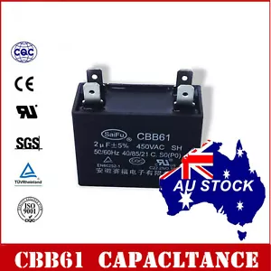 CBB61 AC450V 2uF Polypropylene Film Air Conditioner Fan Motor Capacitor OZ - Picture 1 of 3