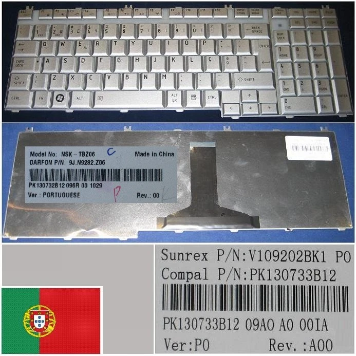 Keyboard qwerty Portuguese Toshiba Satellite L500 L500D L505 L505D NSK-TBZ06 - Image 1 of 1