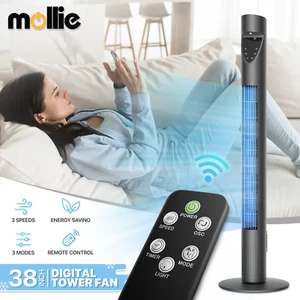 38" Oscillating Bladeless Tower Fan 3 Airflow Speeds Low Niose w/LED Thermometer - Picture 1 of 14