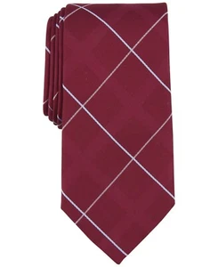 Michael Kors Men's Burgundy Grid Tie One Size Necktie - Picture 1 of 4