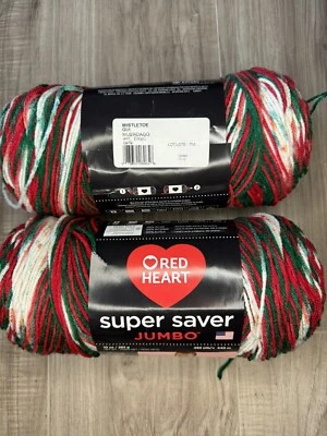 Red Heart Super Saver Jumbo Yarn 2 Skeins 10oz Mistletoe - Image 1 of 3