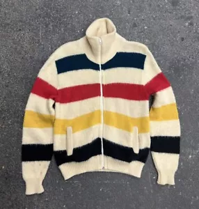 Chaqueta de lana de frijol LL de colección cremallera frontal EE. UU. Hudson rayas MUJER MEDIANA Thinsulate - Imagen 1 de 10