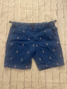 Psycho Bunny Shorts Mens 38 Blue Pink Chino AOP Mid Rise Casual 8" Adult - Picture 1 of 6