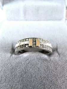 18ct Tiffany & Co T Narrow Pave 0.48ct Diamond White Gold Ring Size H - 5.2g - Picture 1 of 9