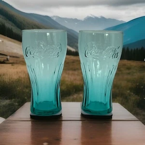 Light Blue AQUA Coke Glass COCA COLA 16oz Tumbler Libbey / McDonalds - Picture 1 of 5