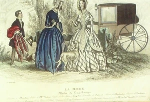 Original signierte Mode Radierung Rehaussee in Farbe 1844 - Bild 1 von 1