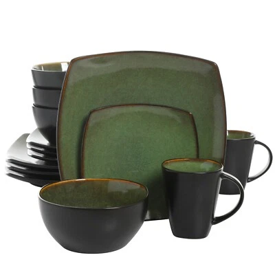 Gibson Soho Lounge Square 16-Piece Dinnerware Set - Green - Image 1 of 4