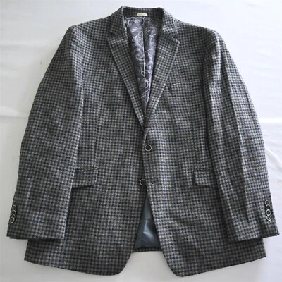 Joseph Abboud 46R Gray Check Tweed Slim Fit Wool Blazer Suit Jacket Sport Coat - Image 1 of 4