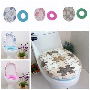 2pc/Set Toilet Closestool Washable Seat Mat+Lid Cover Bathroom Warmer Cover Pads - Picture 1 of 10