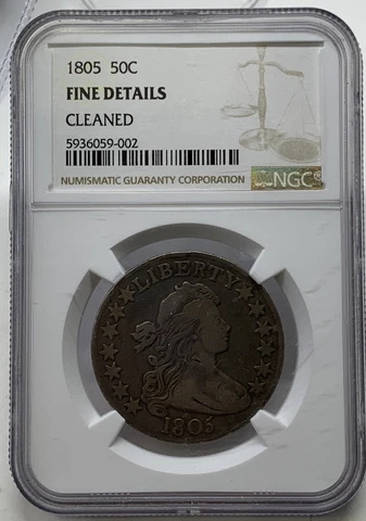 1805 Draped Bust Half Dollar -- NGC Fine Details -- Rare 211,722 Minted Cover