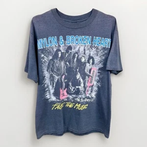 Camiseta De Colección Christian Rock Band Desteñida Negra Grande Mylon y Corazón Roto - Imagen 1 de 11