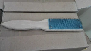 File card brush. Stainless steel hard bristles wood handle 250x40x20mm Germany - Picture 1 of 5