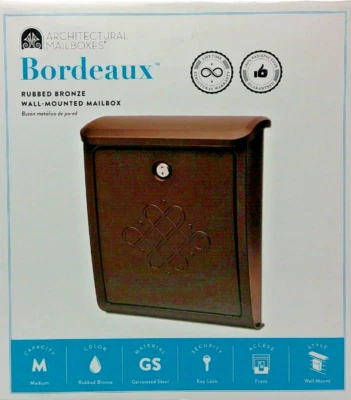 New Architectural Mailboxes Rubbed Bronze Bordeaux Wall Mounted Locking Mailbox - Image 1 of 2