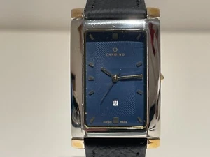 RETRO RECTANGLE TANK SWISS MEN'S LADIES TWO TONE ST.STEEL QUARTZ WATCH "CANDINO" - Picture 1 of 7