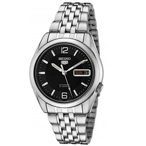 Seiko Serie 5 SNK393K1 Automatikuhr schwarzes Zifferblatt Stahlarmband - Bild 1 von 3