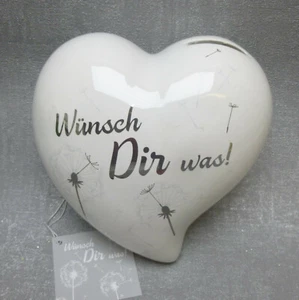 Casablanca Spardose Deko Herz Wünsch dir was Pusteblume Geschenk silber weiß - Bild 1 von 2