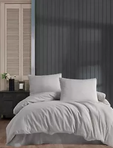 Modern Design Light Gray 3 Pieces Ranforce Polly Cotton King Duvet Cover Set - Bild 1 von 4