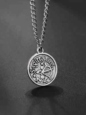 Collana uomo Catenina ottimismo Sagittario zodiaco segno colore argento - Immagine 1 di 4