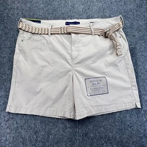 Bandolino Amalia Shorts Women 14 Beige 6" Inseam Belted Flawless Stretch - Picture 1 of 16