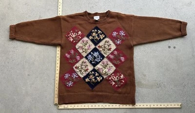 Suéter Vintage Van Heusen Para Ella Marrón Tejido Mezcla Ramie Abuela Talla L Foto 1 de 4