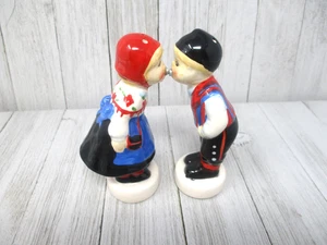 Vintage Salt and Pepper Shakers ~ Kissing Dutch Boy and Girl Magnetic - Picture 1 of 11