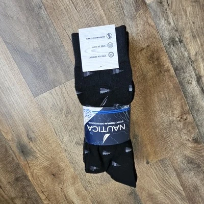 Paquete de 6 calcetines de vestir Nautica para hombre negros/oscuros puños permanentes nuevos con etiquetas Foto 1 de 4