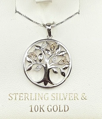Solvar Serling and 10k Gold Tree of Life W/Diamond Accent Pendant Necklace 18" - Image 1 of 4