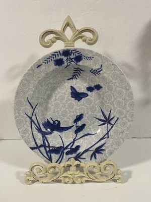 Royal Worcester Flow Blue Gilman Collamore Union Square NY Asian Design Plate - Image 1 of 4