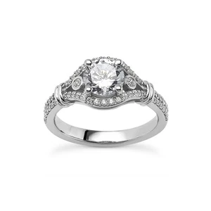 1.87 CTW F-VS2 Round Cut Earth Mined Certified Diamonds 14k Gold Engagement Ring - Picture 1 of 6