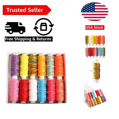 12-Color Waxed Strings for DIY Bracelets & Macrame - Ultra Durable 588ft - Image 1 of 4