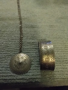 NEW, Vintage Jorgen Jensen 2 Piece Pewter Viking Design Necklace & Cuff Bracelet - Picture 1 of 4