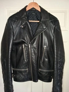 The Kooples Mens Leather Cafe Racer Motorcycle Jacket - Medium - Picture 1 of 12