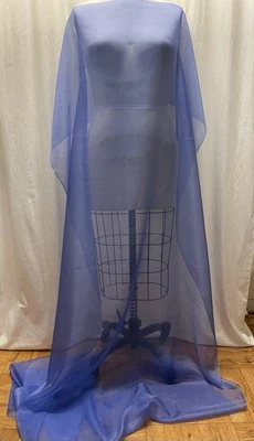 Exquisite 100% Silk Fluid Organza Royal Blue Fabric 2 Yards13" Long 46" Wide - Image 1 of 4