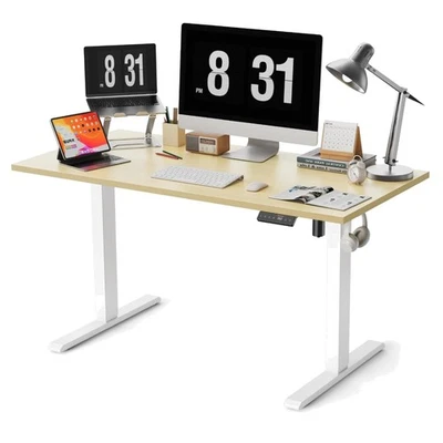 Elektrischer Steh-Sitz Tisch 140x70cm Holzrostfrei Höhenverstellbar - Bild 1 von 4