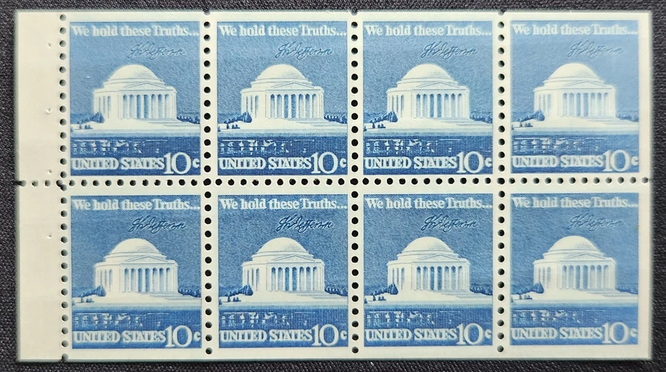 US Scott 1510C - Jefferson Memorial - MNH - 1973 Issue - Booklet Block of 8 - Image 1 of 1