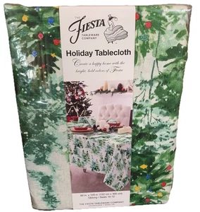 Fiesta Tablecloth Holiday Christmas Tree Tableware Green New Oblong 60” X 120” - Picture 1 of 10