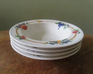 6 Mikasa Maxima camo3 Grande harvest 6 1/2" Rimmed Fruit / Dessert Bowls - Picture 1 of 9