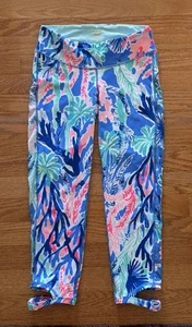 Lilly Pulitzer Gemma Weekender Crop Leggings Jet Stream SMALL S Schleife Cutout coral - Bild 1 von 3