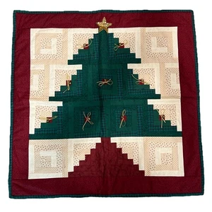 Trapunta Albero di Natale Fatta a Mano da Appendere a Parete Vacanze Floreale 32”x 32” Quadrata - Foto 1 di 15