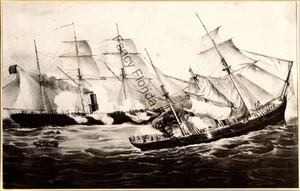 Antique Original Book Illustration  Naval Battle of USS Kearsarge vs CSS Alabama - Picture 1 of 2