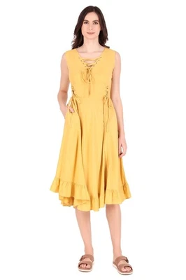 Vestido sin mangas con volantes y cordones pirata campesino medieval renacentista Foto 1 de 4