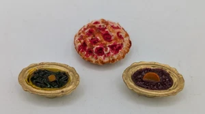 Puppenhaus Essen Set 3 Thanksgiving grüne Bohnen Cranberry Sauce Pie Puppe Miniatur - Bild 1 von 6