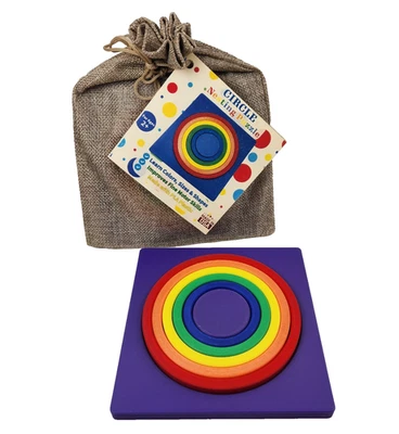 Toddlers CIRCLE Nesting Puzzle Sort Size Color Fine Motor Learning 2+ yrs - Image 1 of 3