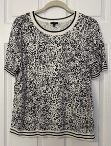 Talbots Pullover Strickbluse Plus 1X schwarz weiß Wiese Blumen Karriere Freizeit - Bild 1 von 7